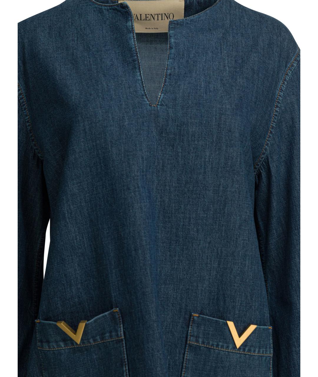 VALENTINO Синее хлопковое повседневное платье, фото 3