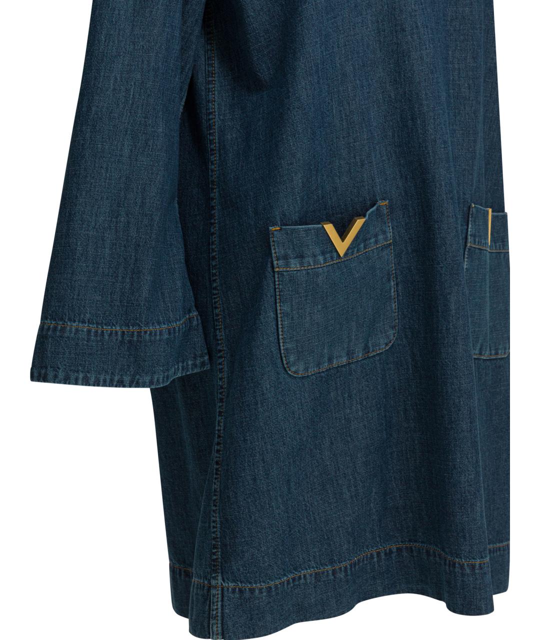 VALENTINO Синее хлопковое повседневное платье, фото 4