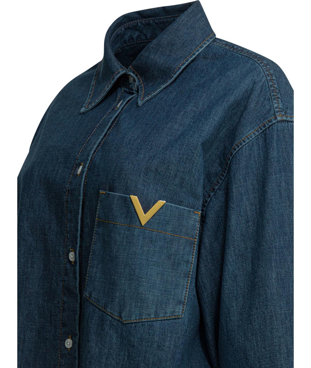 VALENTINO Синяя хлопковая рубашка, фото 4