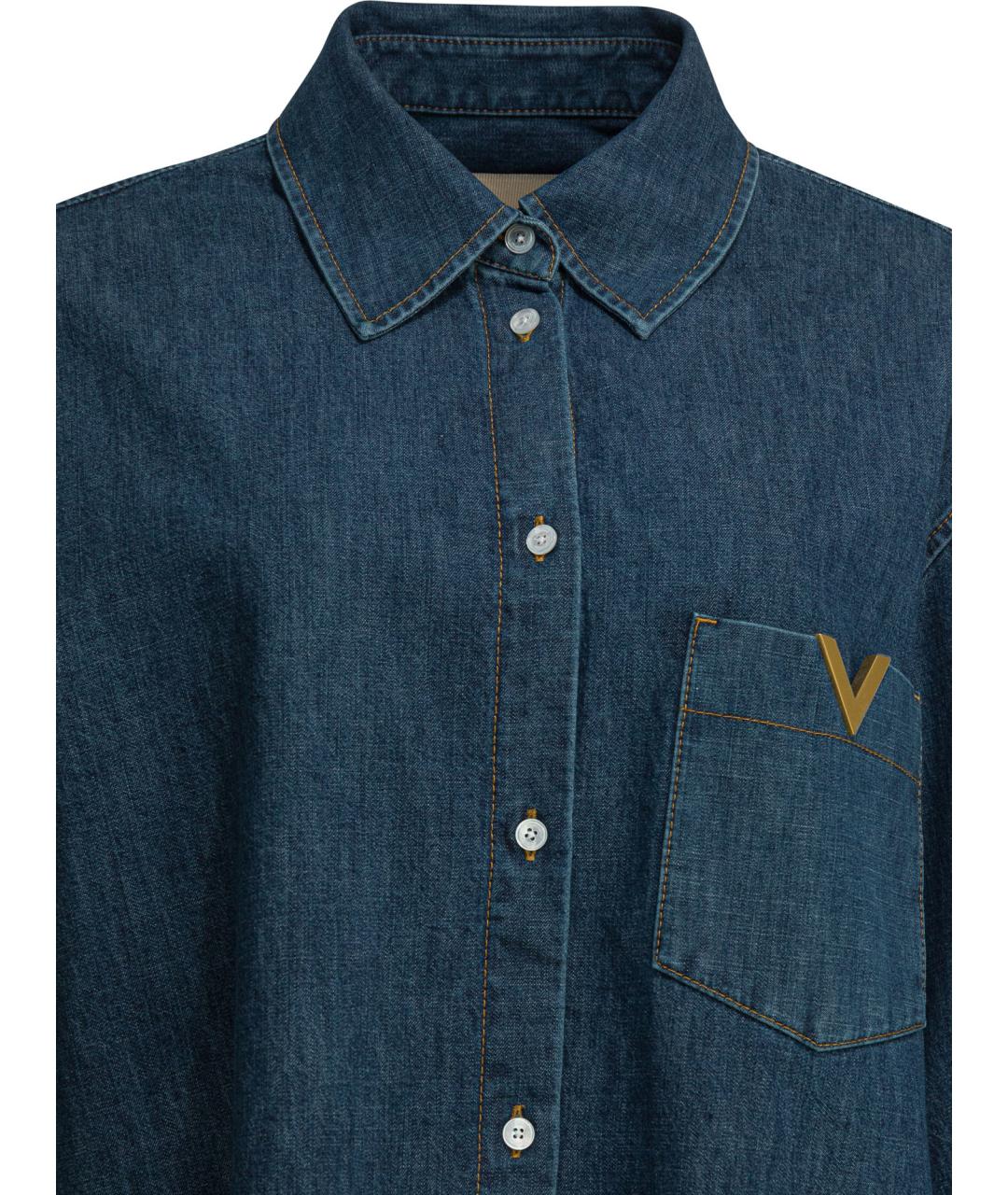 VALENTINO Синяя хлопковая рубашка, фото 3