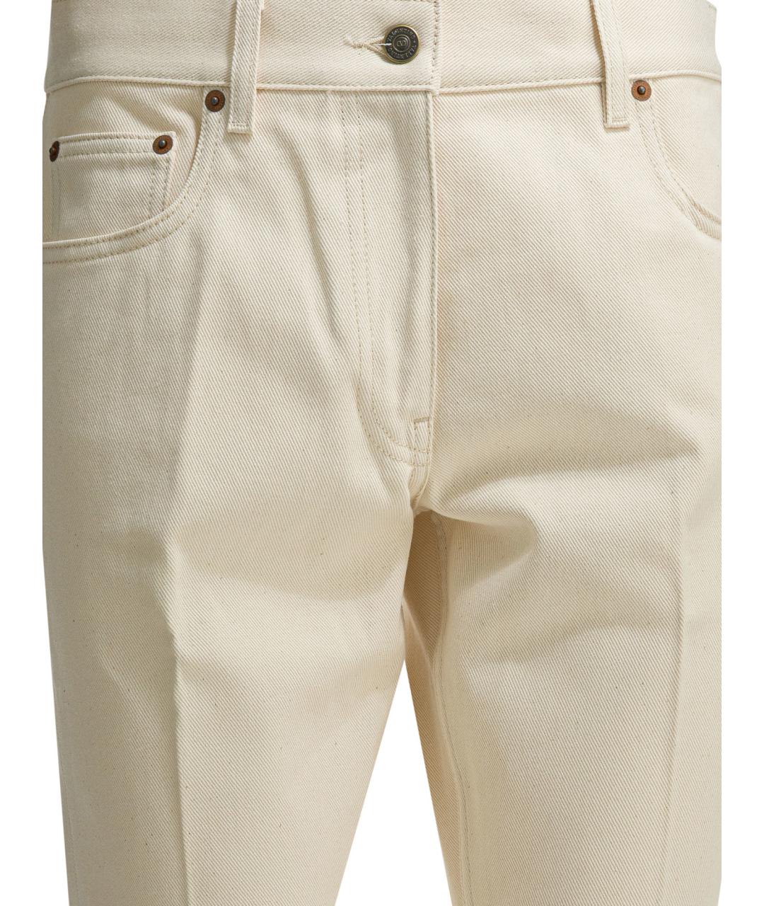 VALENTINO Белые хлопковые прямые джинсы, фото 3