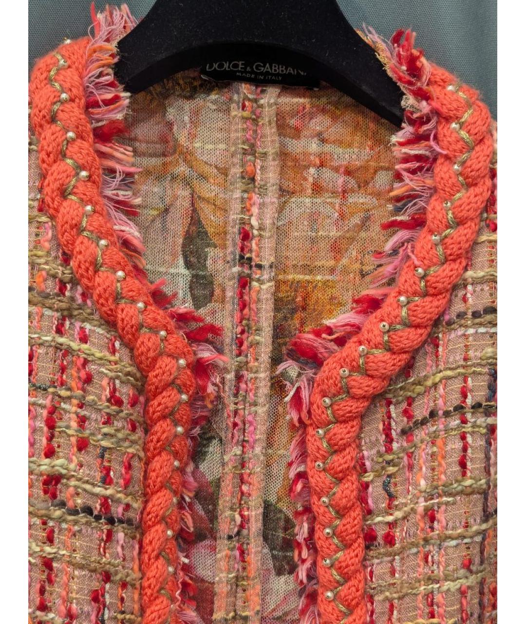 DOLCE&GABBANA Розовый твидовый жакет/пиджак, фото 3