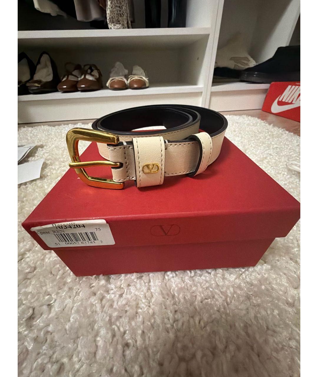 VALENTINO Бежевый кожаный ремень, фото 8