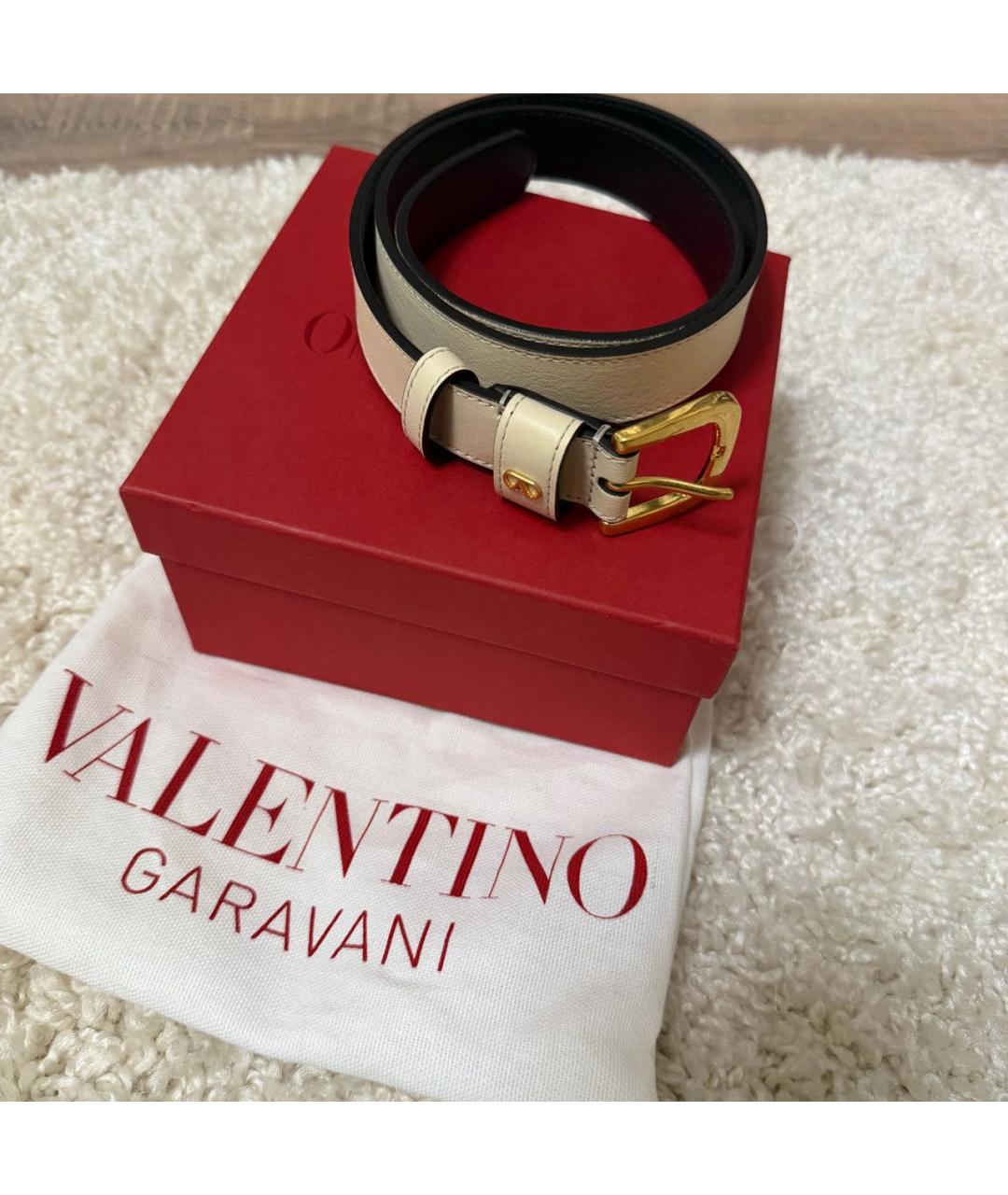 VALENTINO Бежевый кожаный ремень, фото 6