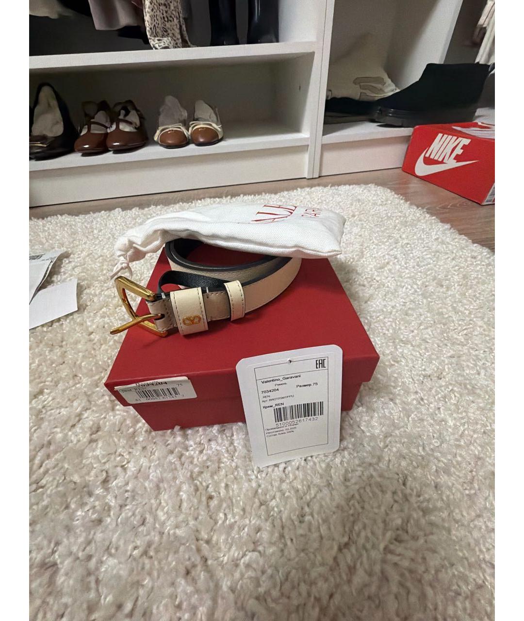 VALENTINO Бежевый кожаный ремень, фото 5