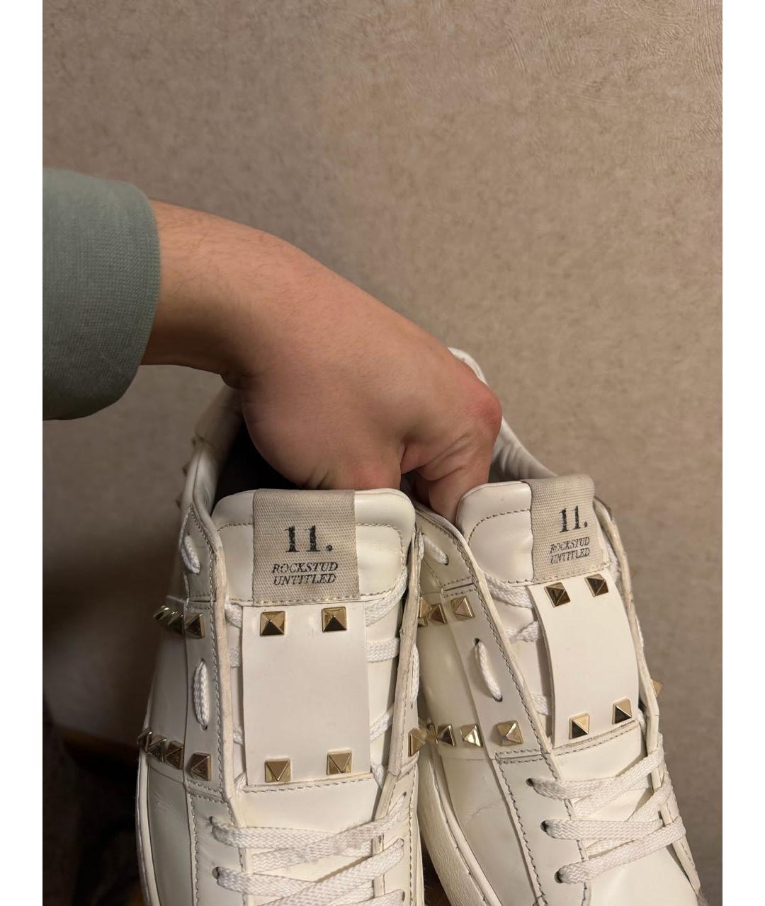 VALENTINO Белые кожаные низкие кроссовки / кеды, фото 5