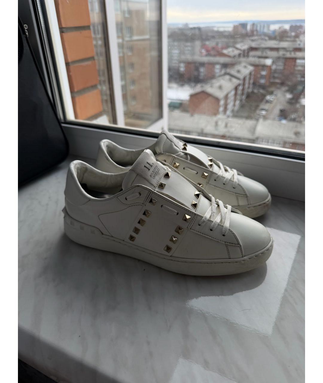 VALENTINO Белые кожаные низкие кроссовки / кеды, фото 8