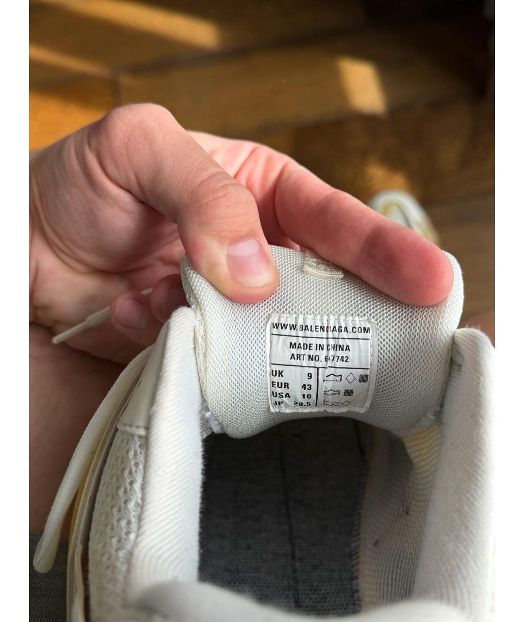 BALENCIAGA Белые кожаные низкие кроссовки / кеды, фото 7
