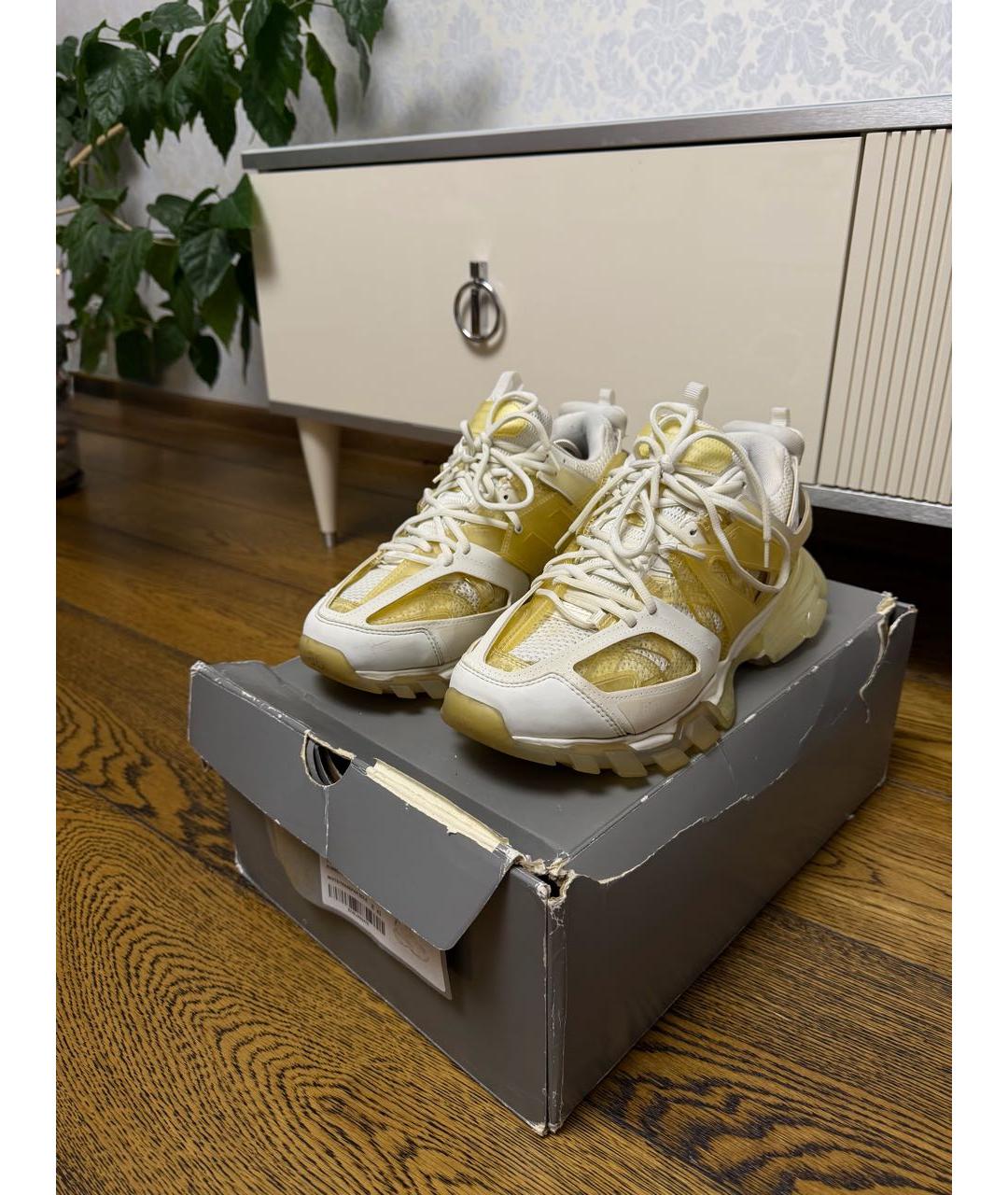 BALENCIAGA Белые кожаные низкие кроссовки / кеды, фото 9