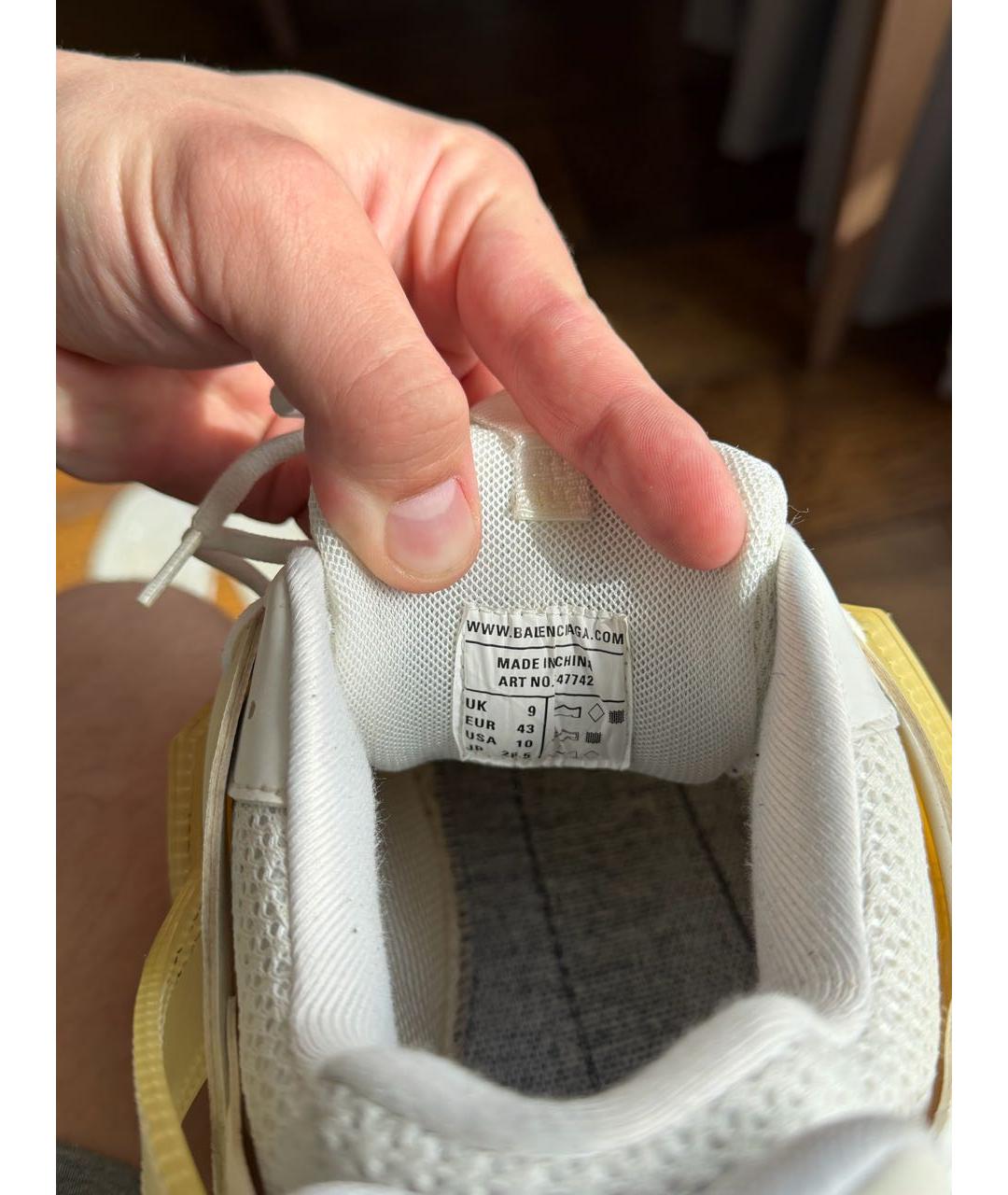BALENCIAGA Белые кожаные низкие кроссовки / кеды, фото 8