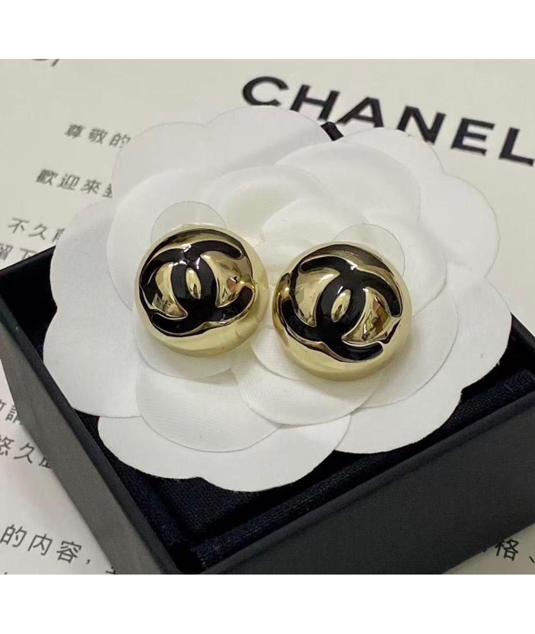 CHANEL Золотые металлические серьги, фото 7