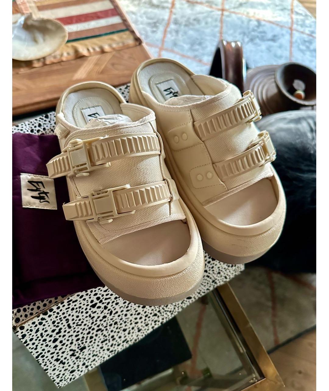 Eytys Бежевые текстильные шлепанцы, фото 2