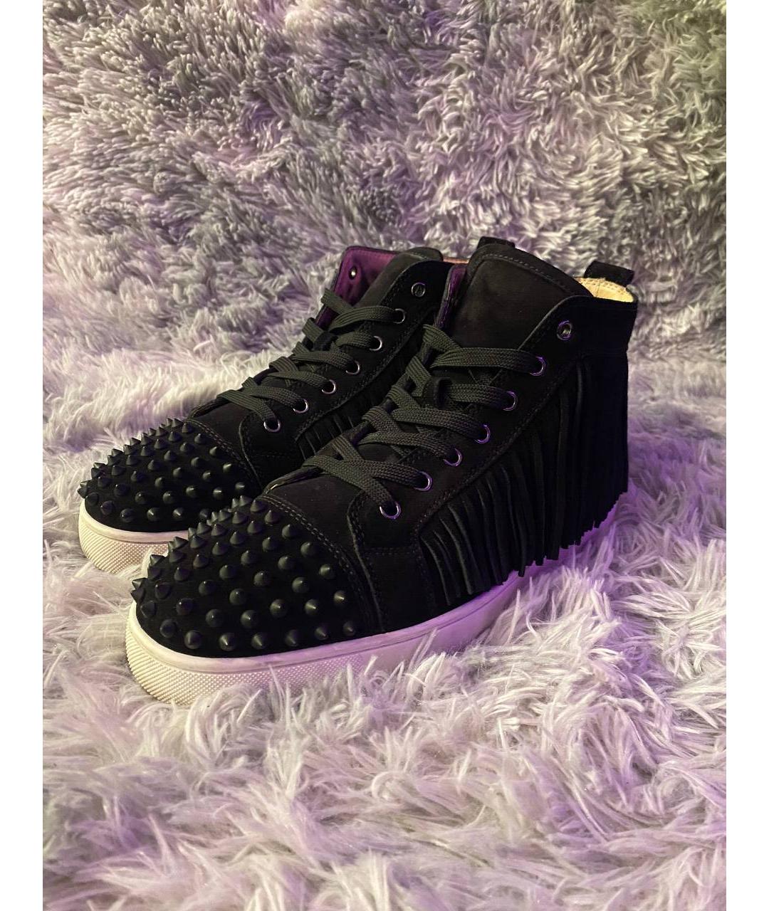 CHRISTIAN LOUBOUTIN Черные замшевые высокие кроссовки / кеды, фото 7