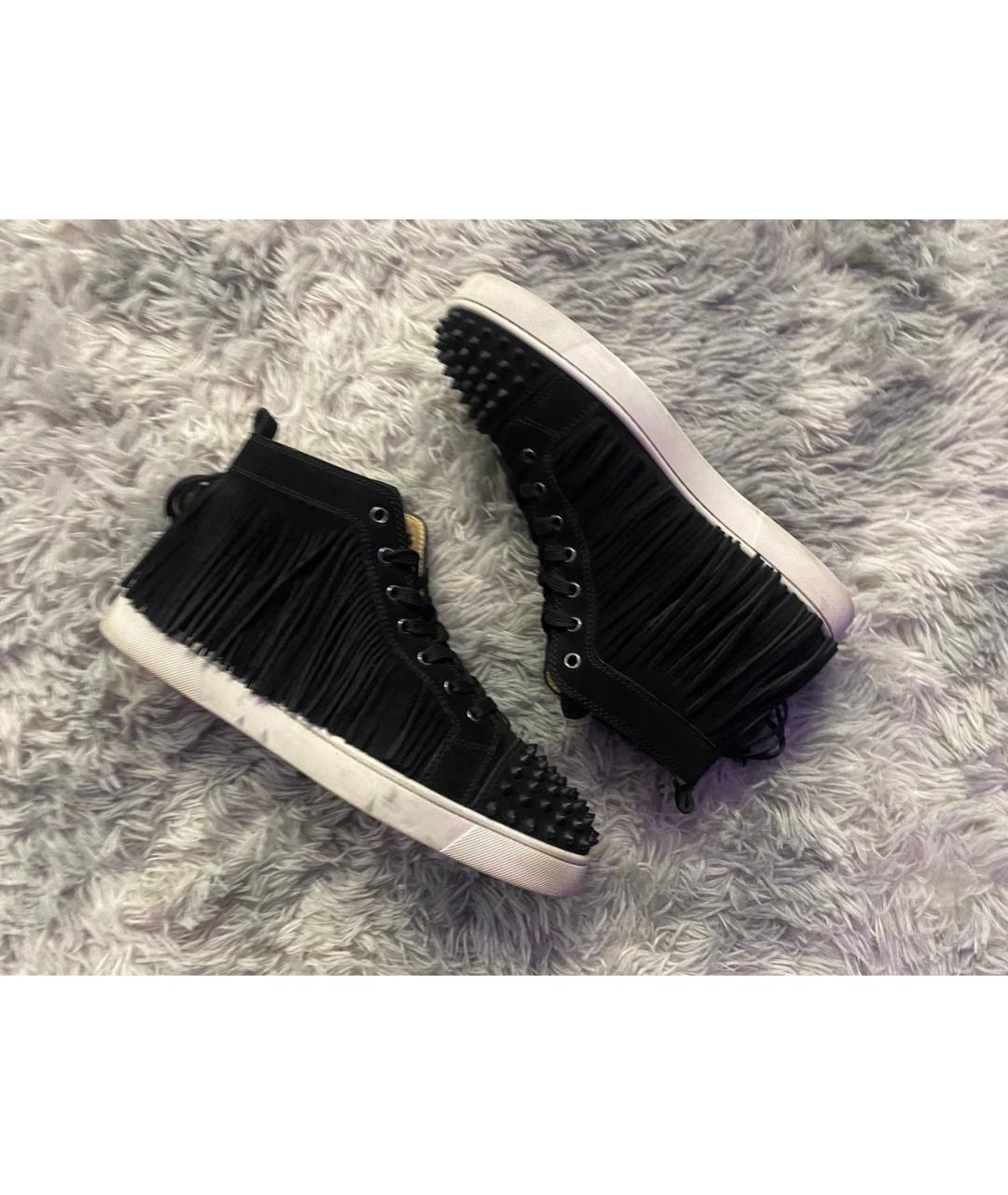 CHRISTIAN LOUBOUTIN Черные замшевые высокие кроссовки / кеды, фото 3