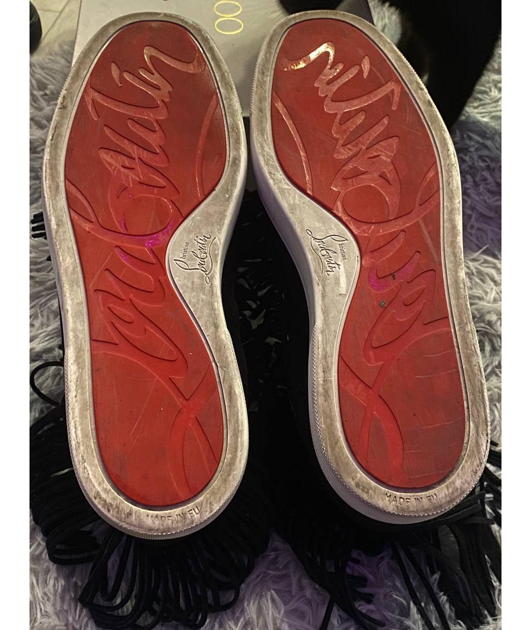 CHRISTIAN LOUBOUTIN Черные замшевые высокие кроссовки / кеды, фото 5