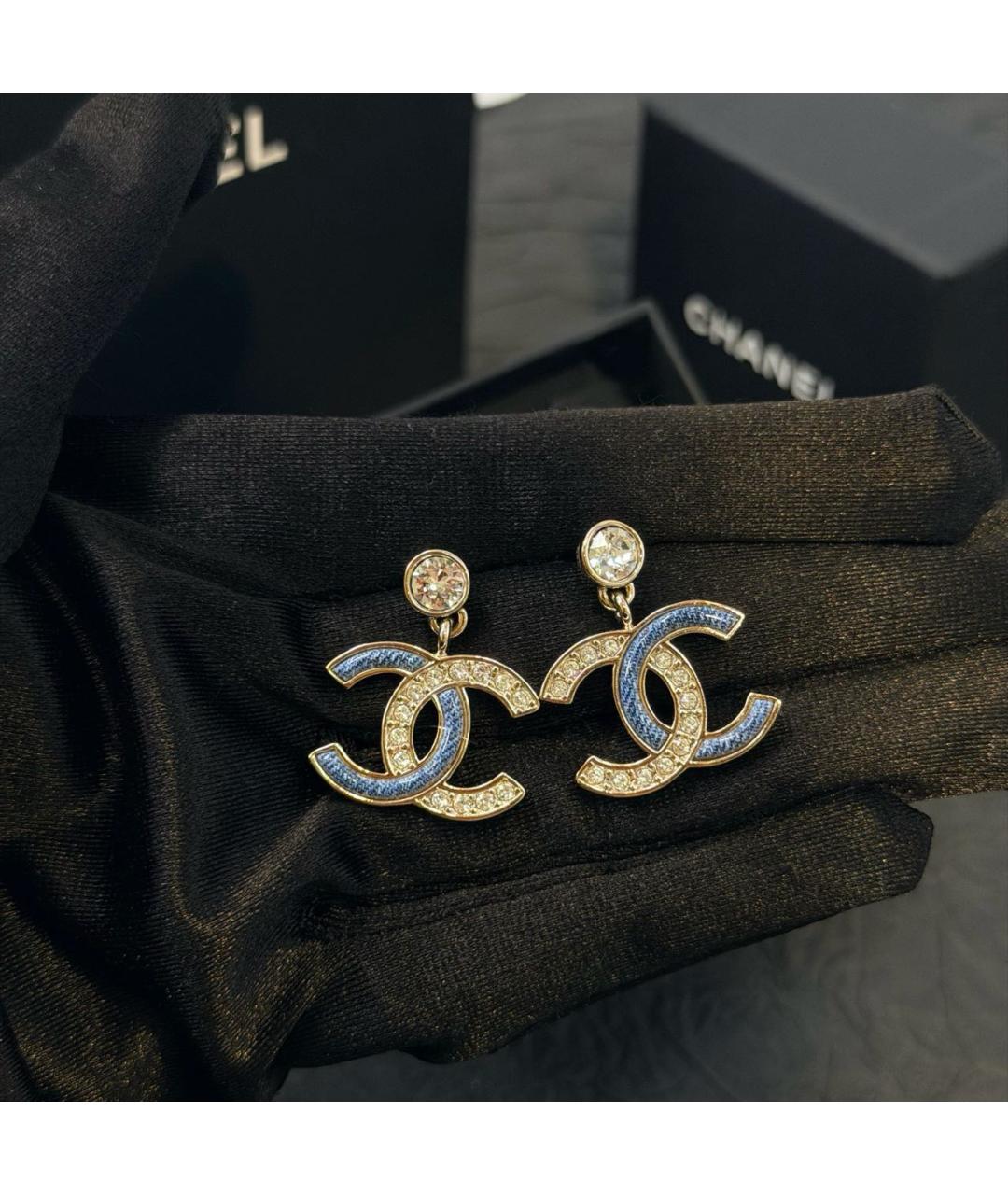CHANEL Золотые металлические серьги, фото 4
