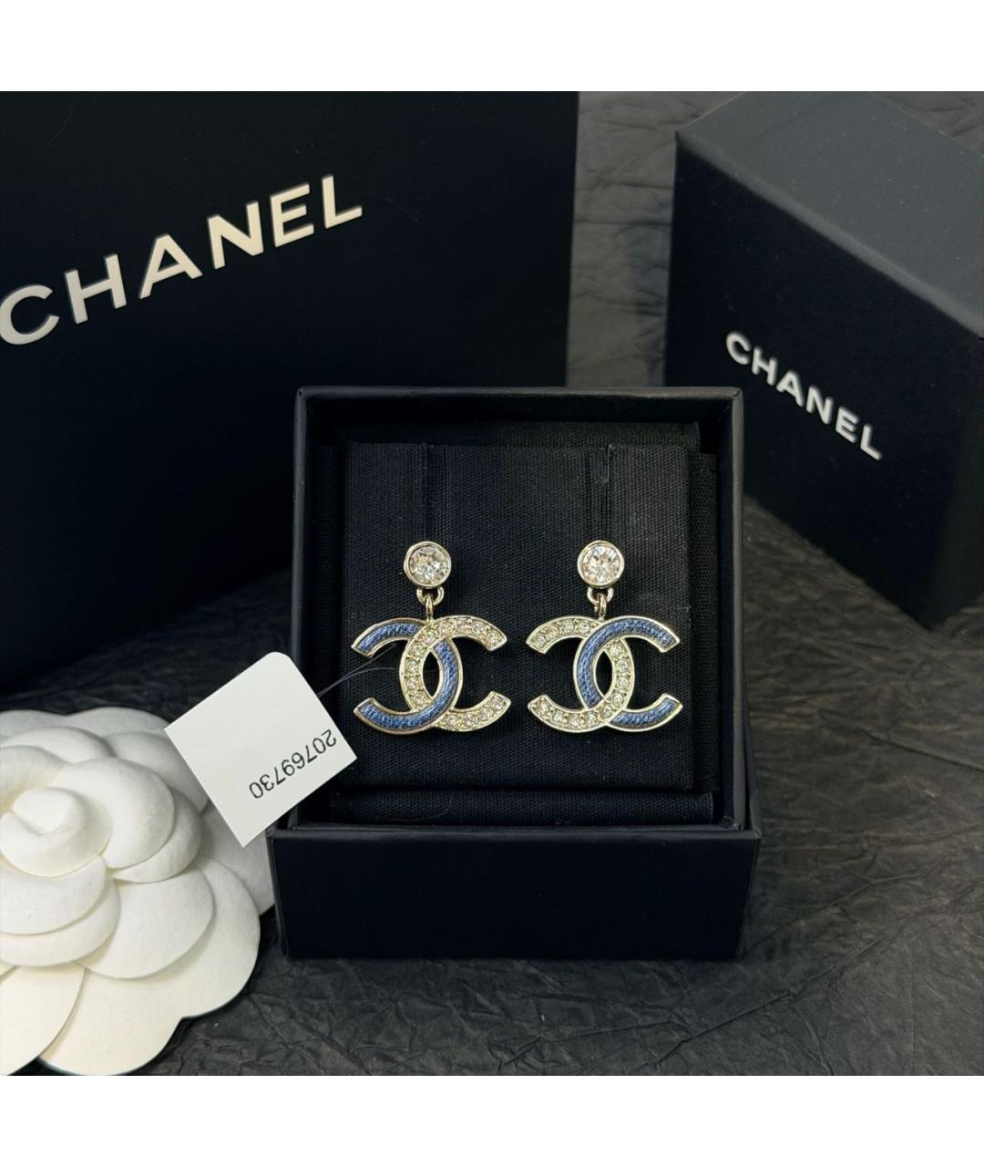 CHANEL Золотые металлические серьги, фото 8