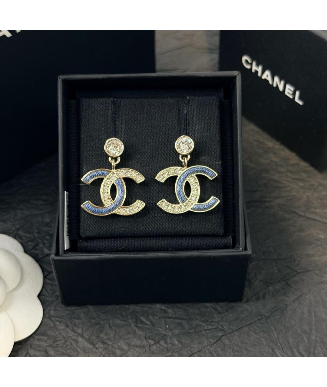CHANEL Золотые металлические серьги, фото 9