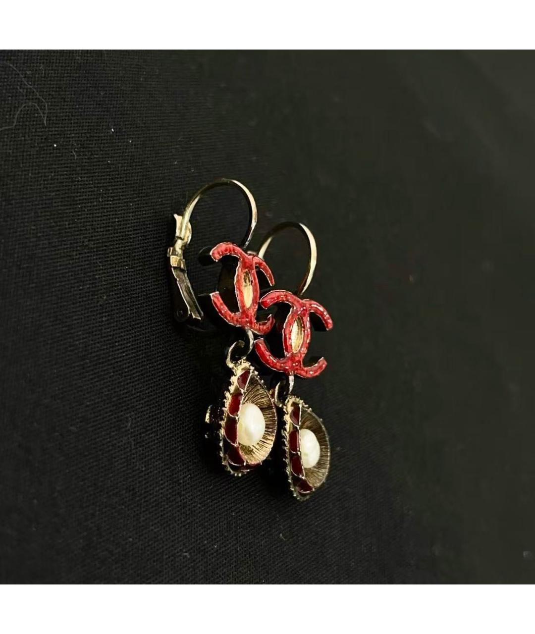 CHANEL Золотые металлические серьги, фото 6