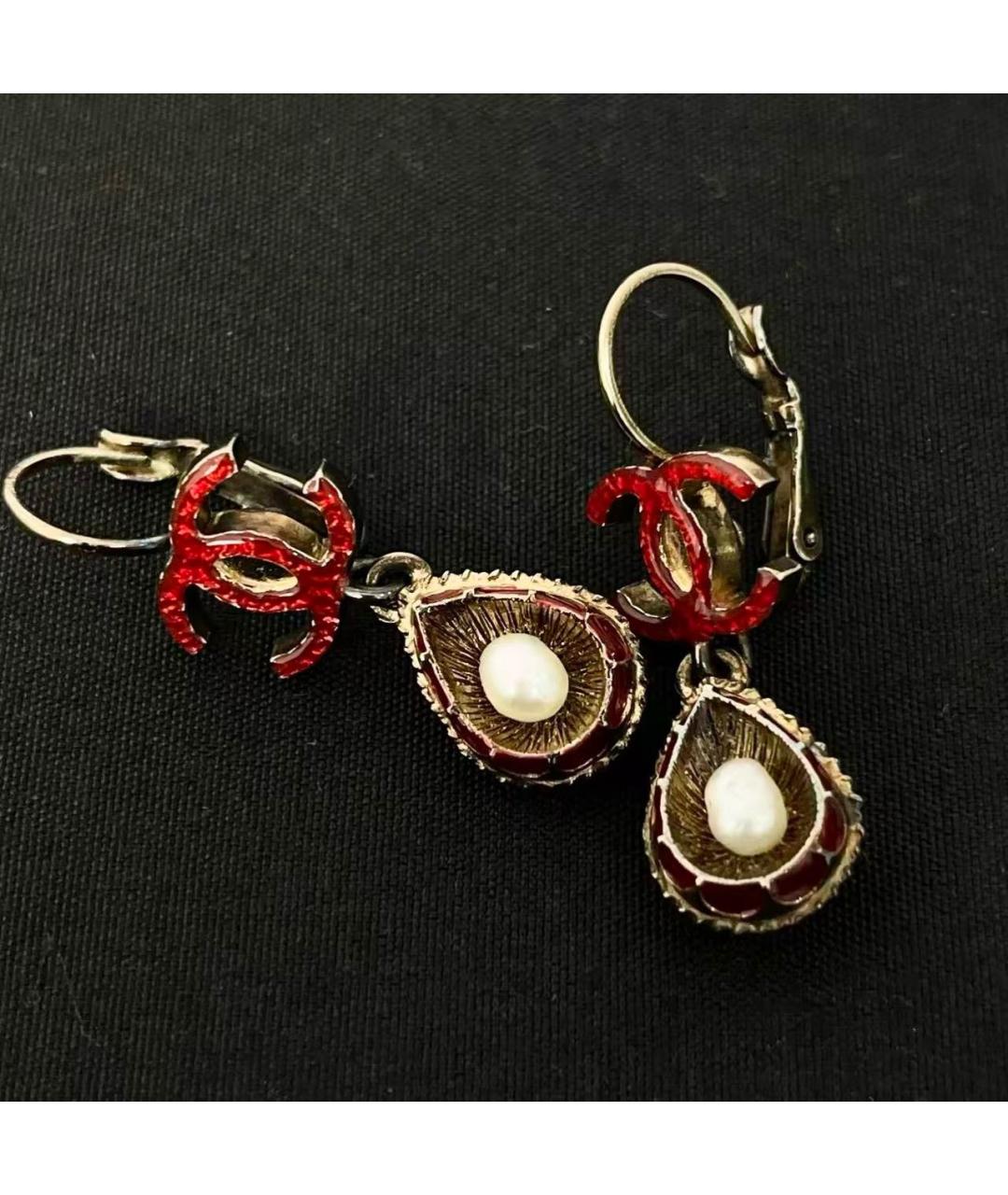 CHANEL Золотые металлические серьги, фото 4