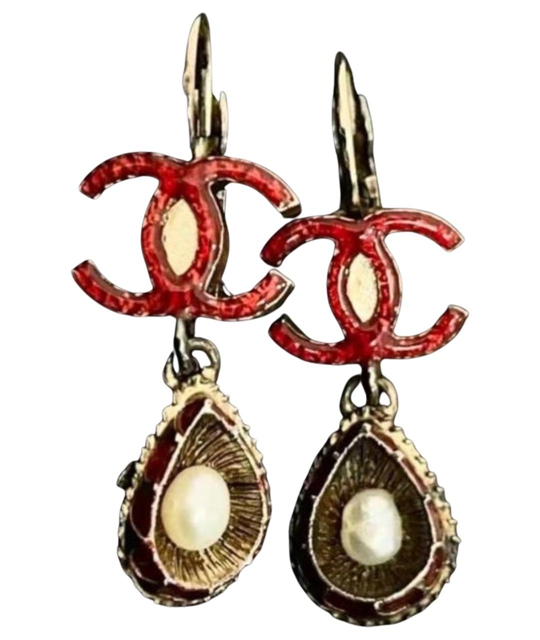 CHANEL Золотые металлические серьги, фото 1