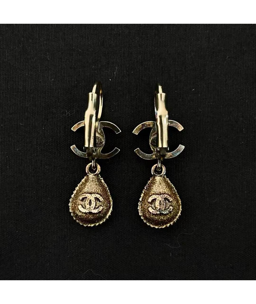 CHANEL Золотые металлические серьги, фото 8