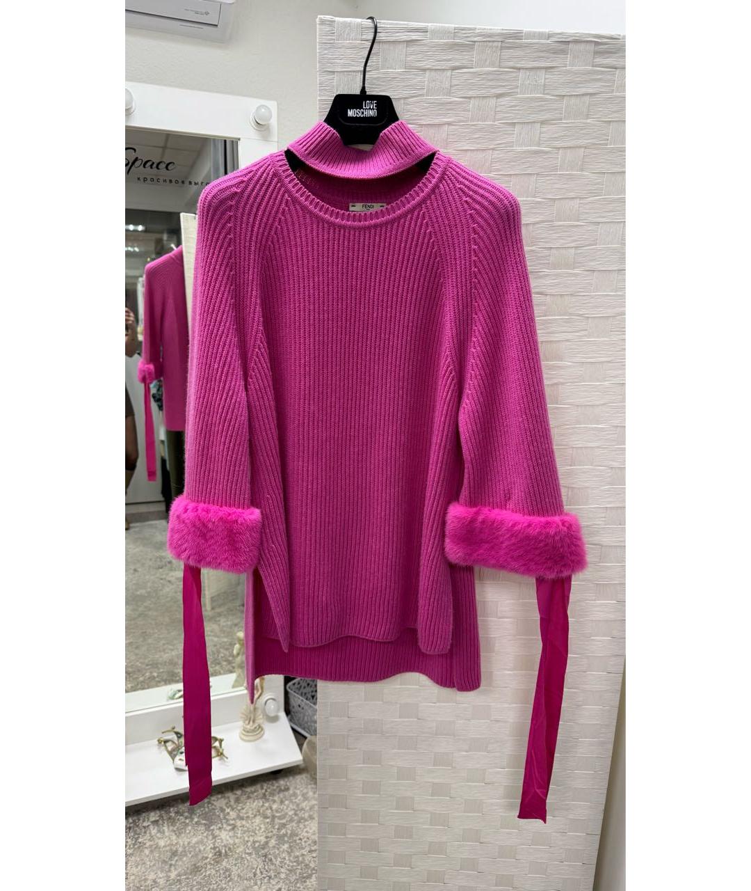 FENDI Розовый кашемировый джемпер / свитер, фото 5