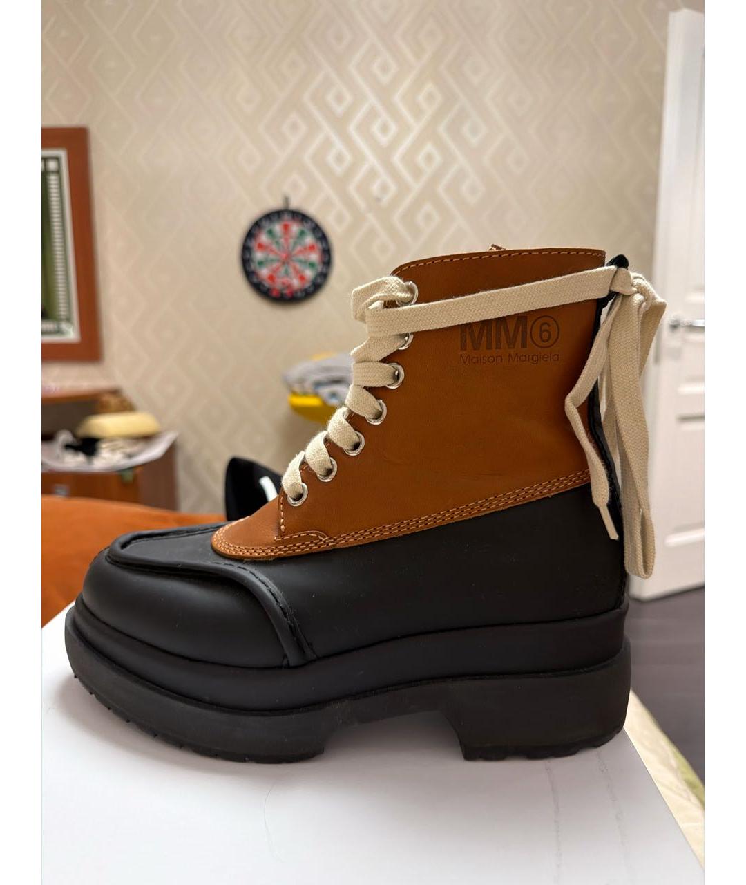 MM6 MAISON MARGIELA Коричневые кожаные ботинки, фото 4