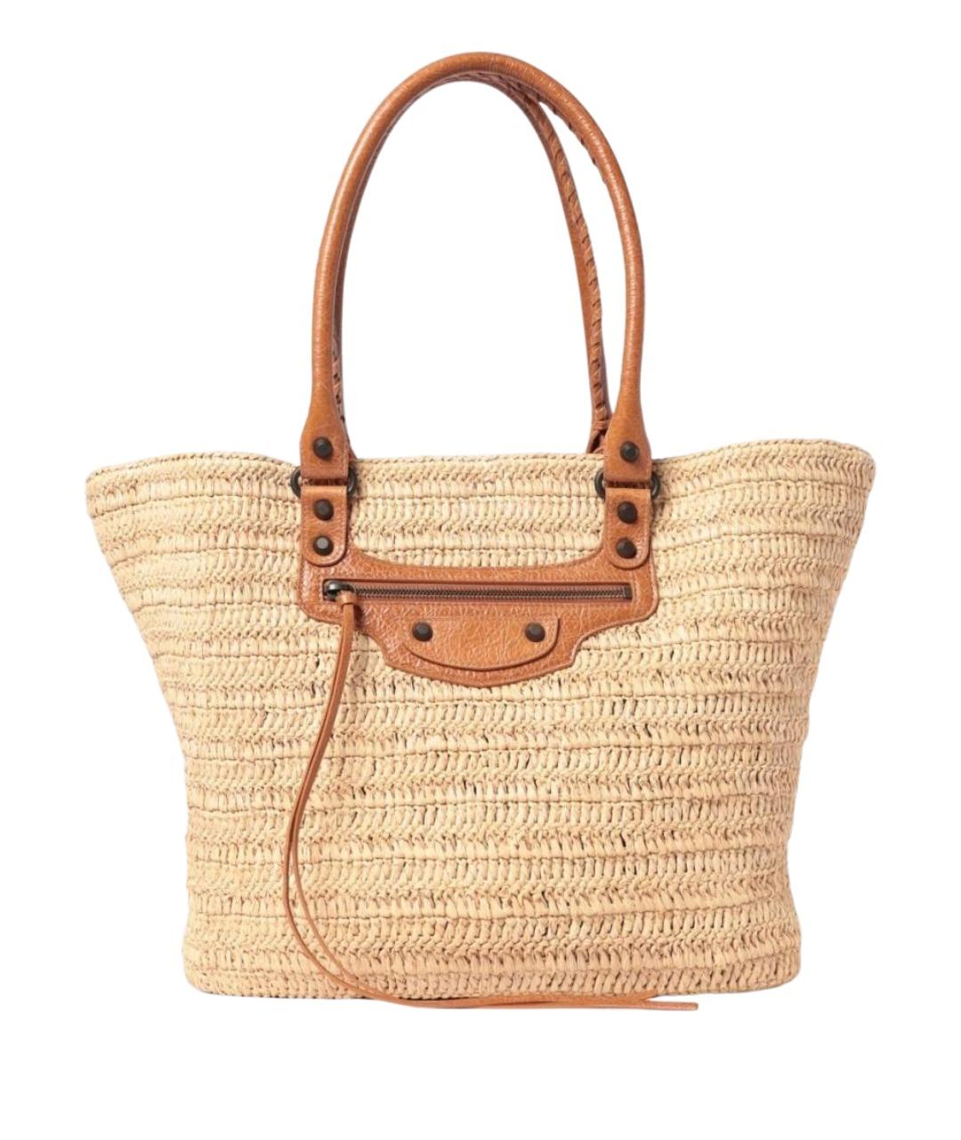 BALENCIAGA Бежевая пелетеная сумка тоут, фото 1