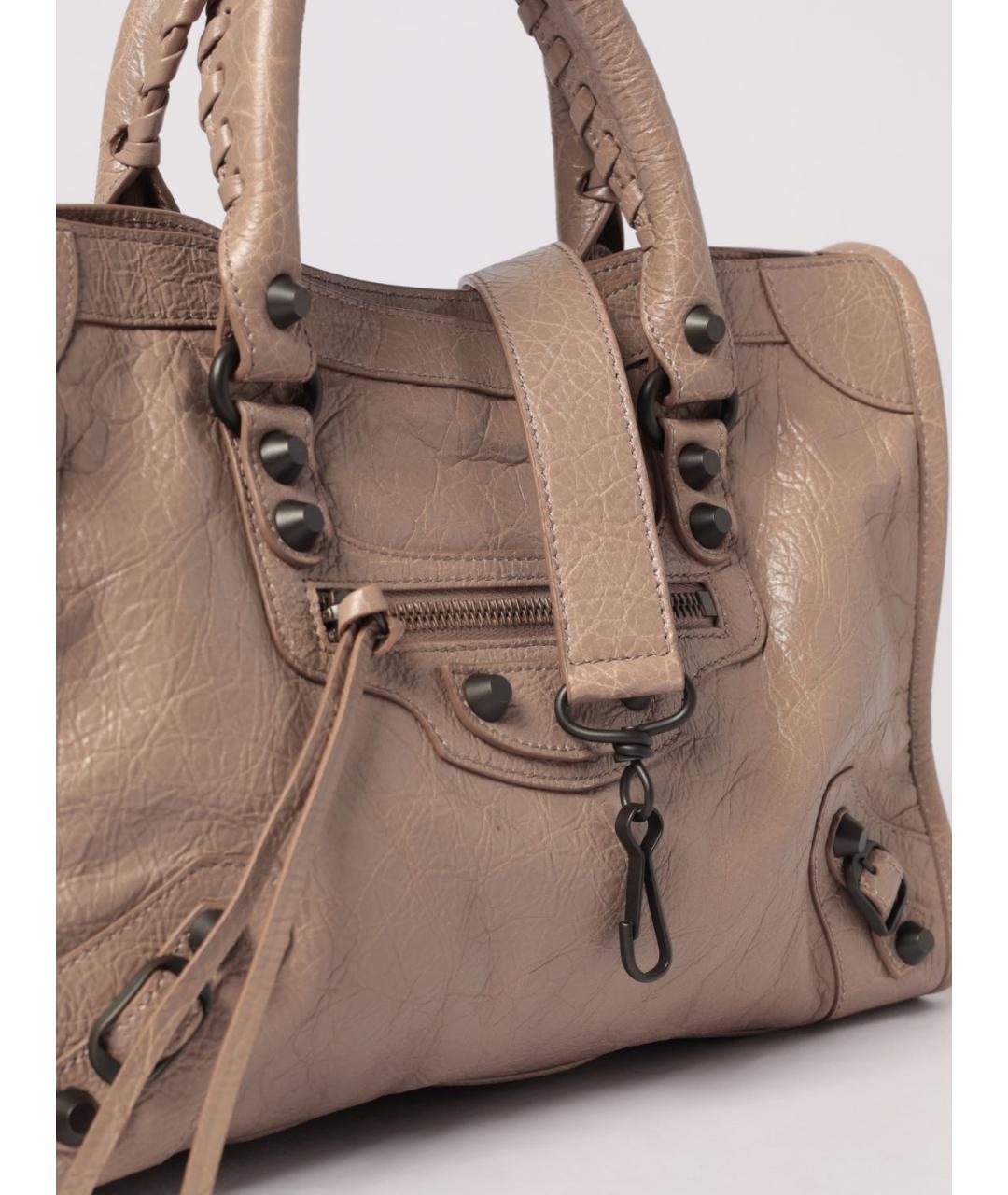 BALENCIAGA Бежевая кожаная сумка тоут, фото 3