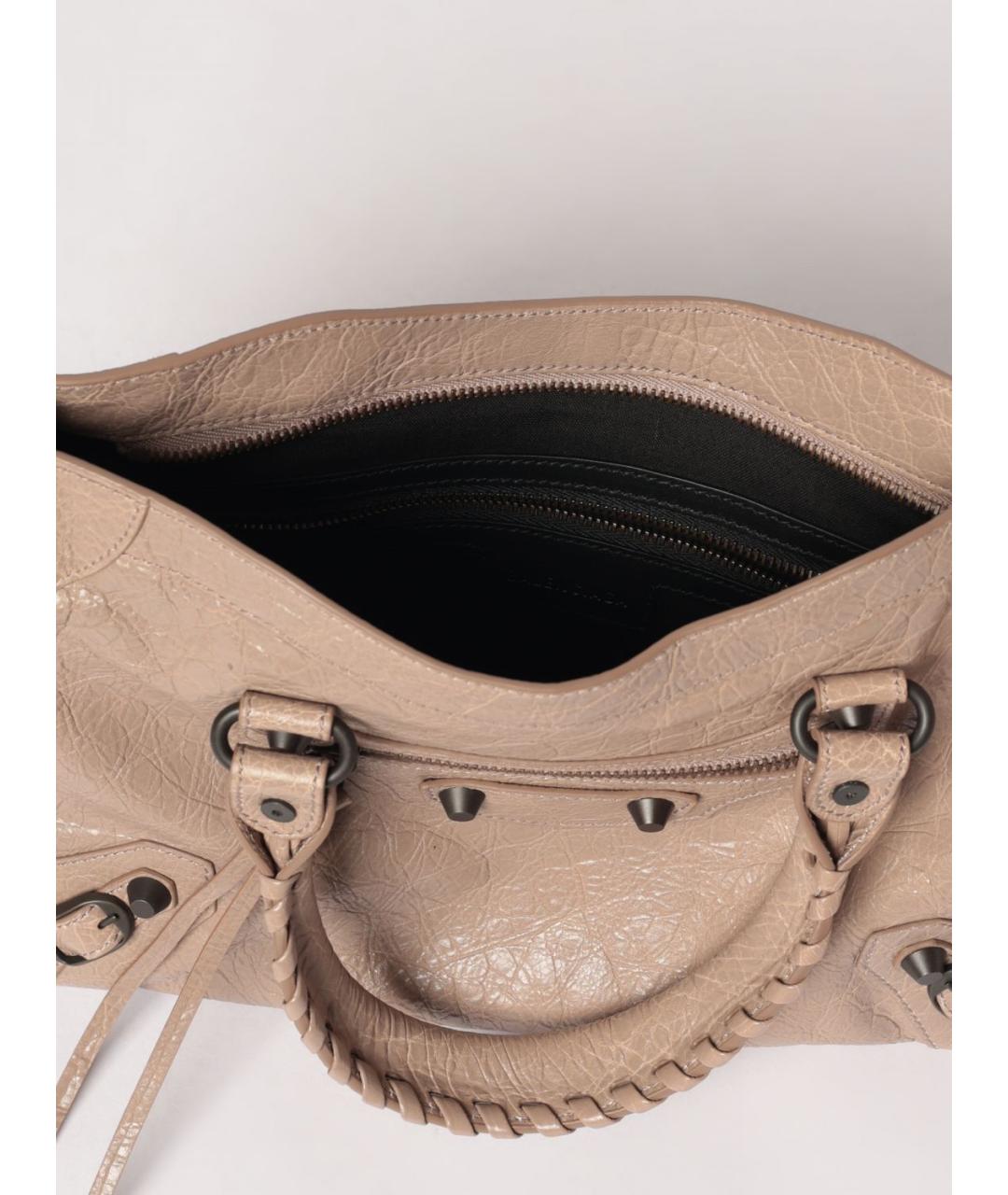 BALENCIAGA Бежевая кожаная сумка тоут, фото 4