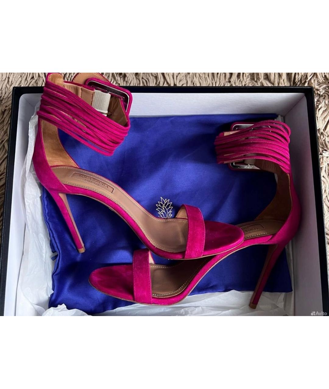 AQUAZZURA Фуксия замшевые босоножки, фото 5