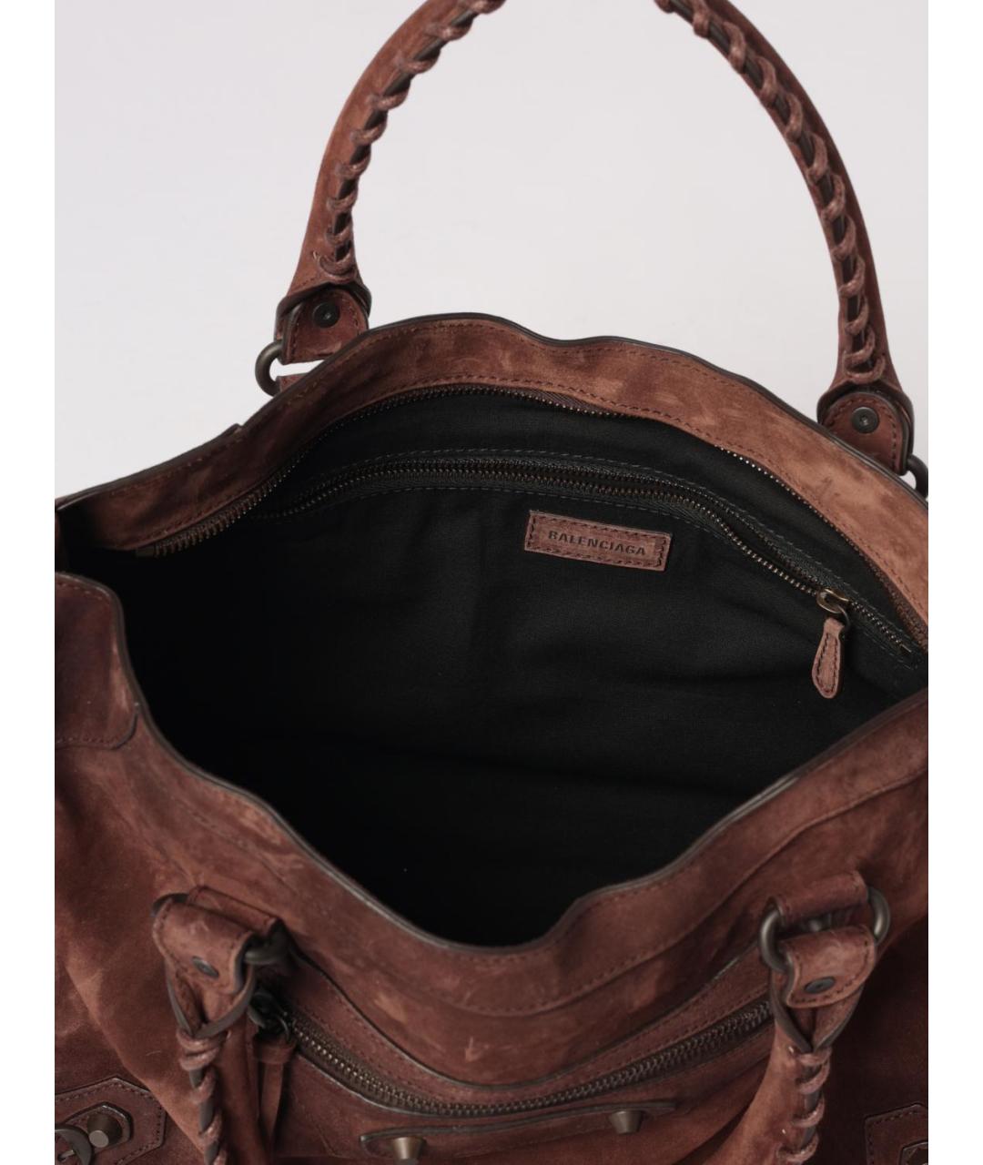 BALENCIAGA Коричневая замшевая сумка тоут, фото 4