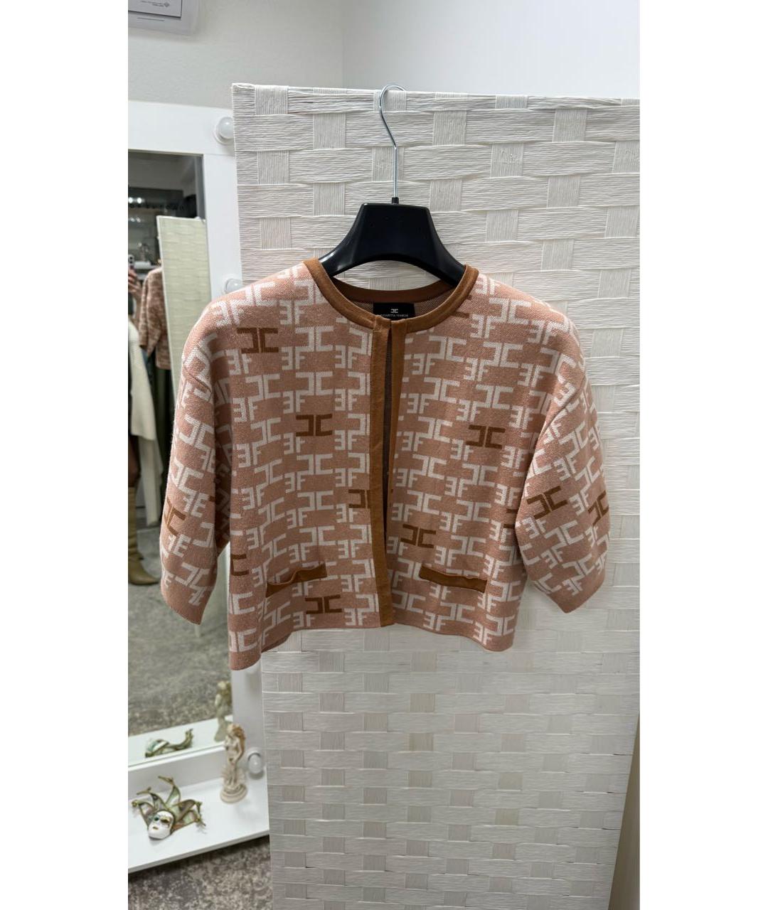 ELISABETTA FRANCHI Бежевый вискозный жакет/пиджак, фото 5