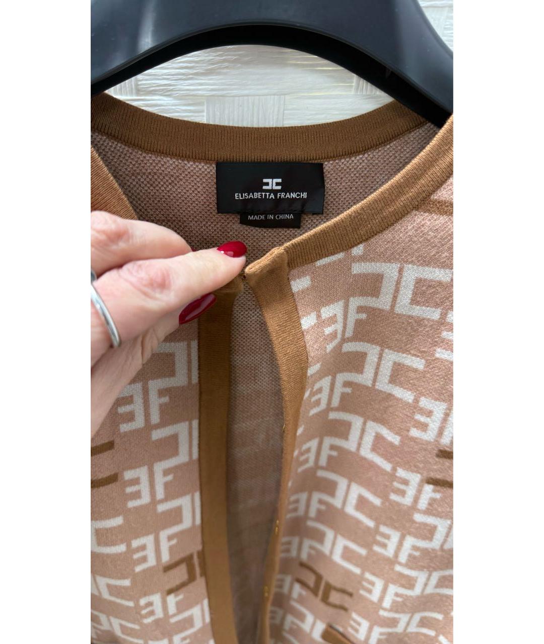 ELISABETTA FRANCHI Бежевый вискозный жакет/пиджак, фото 3