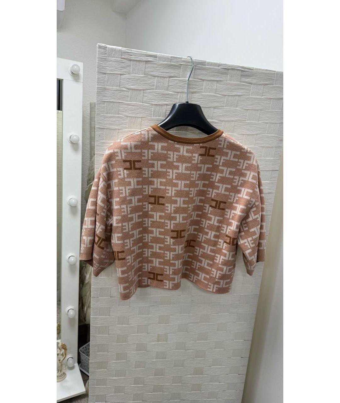 ELISABETTA FRANCHI Бежевый вискозный жакет/пиджак, фото 2