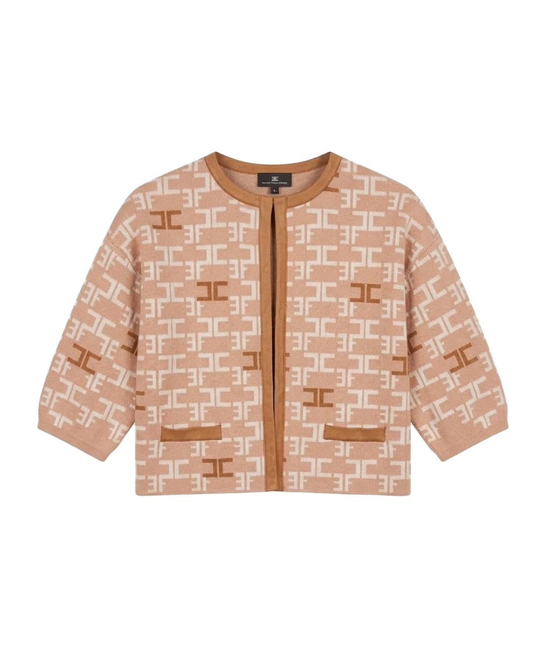 ELISABETTA FRANCHI Бежевый вискозный жакет/пиджак, фото 1