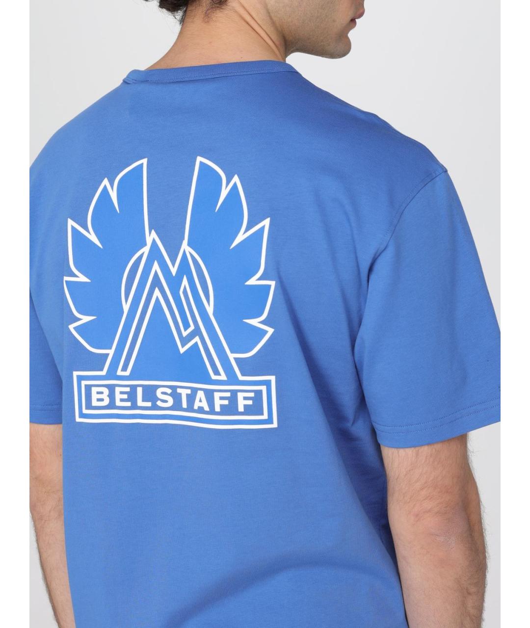BELSTAFF Синяя хлопковая футболка, фото 4