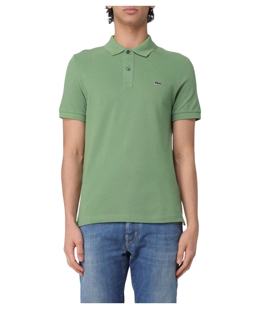 LACOSTE Салатовыое хлопковое поло с коротким рукавом, фото 1