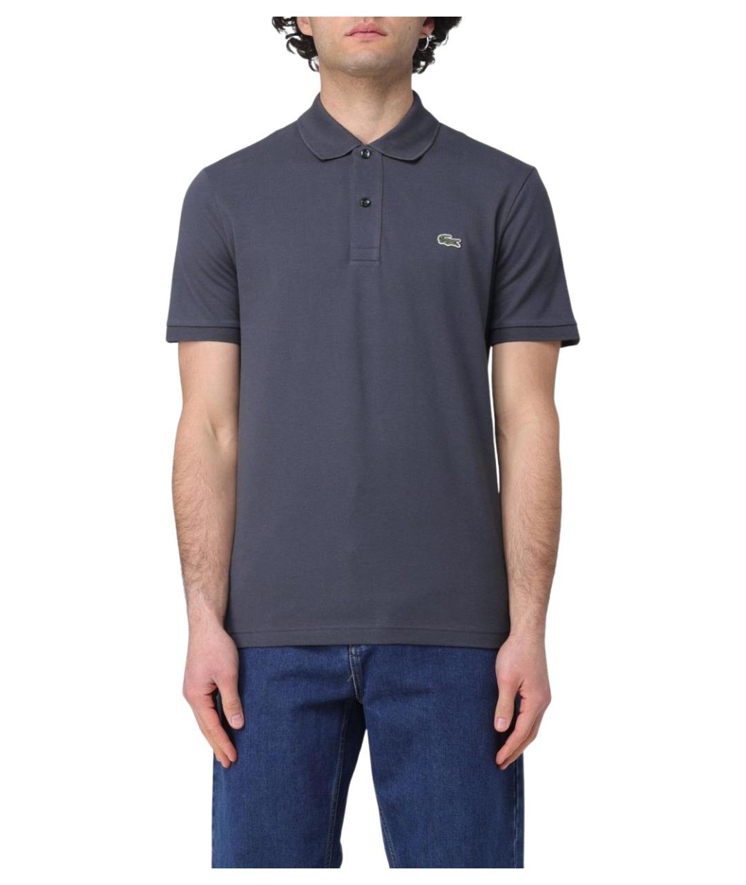 LACOSTE Антрацитовое хлопковое поло с коротким рукавом, фото 1