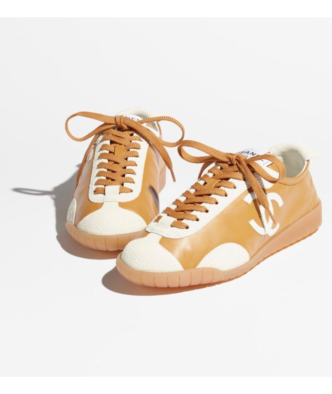 CHANEL Горчичные кожаные кеды, фото 6