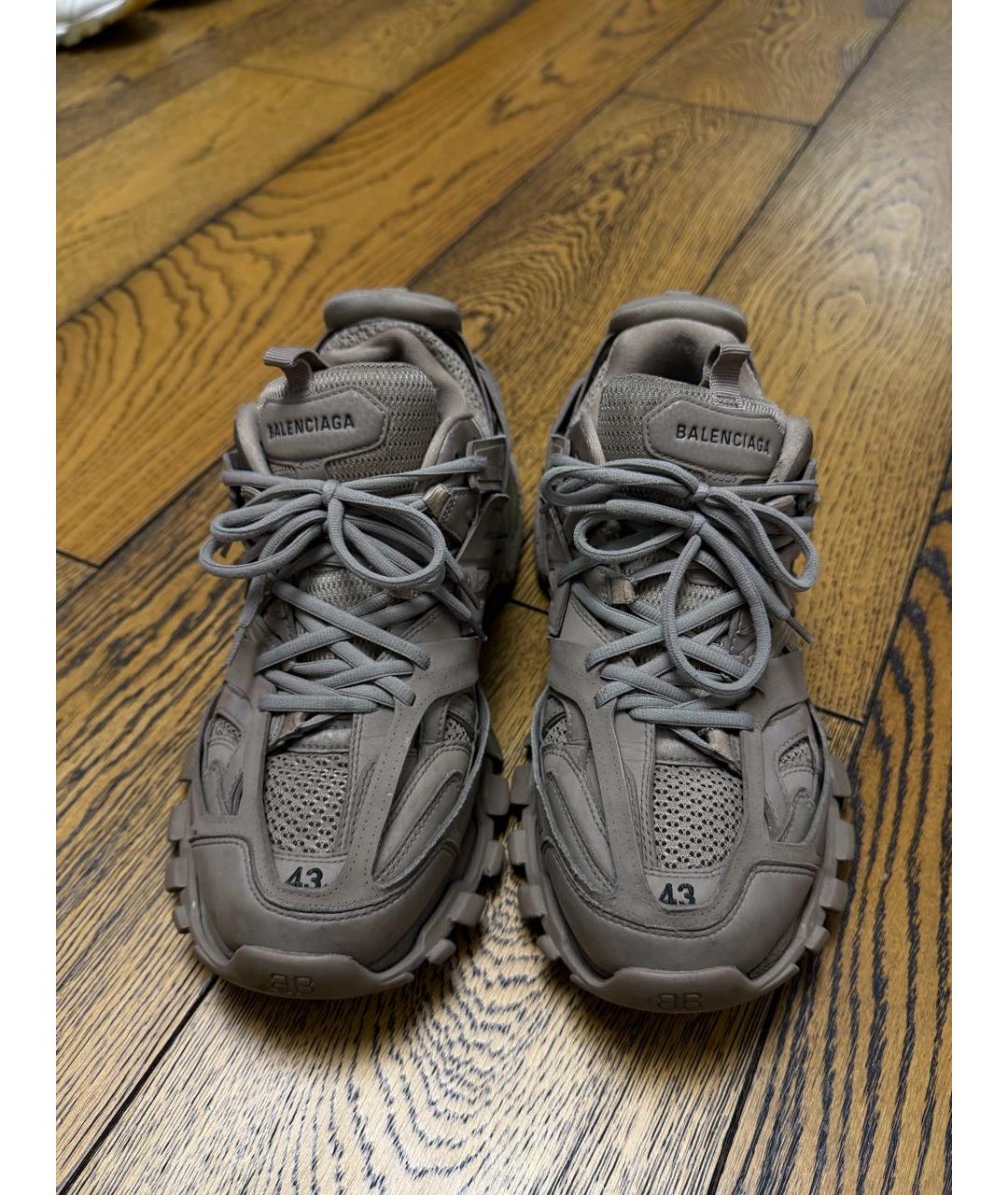 BALENCIAGA Коричневые кожаные низкие кроссовки / кеды, фото 2