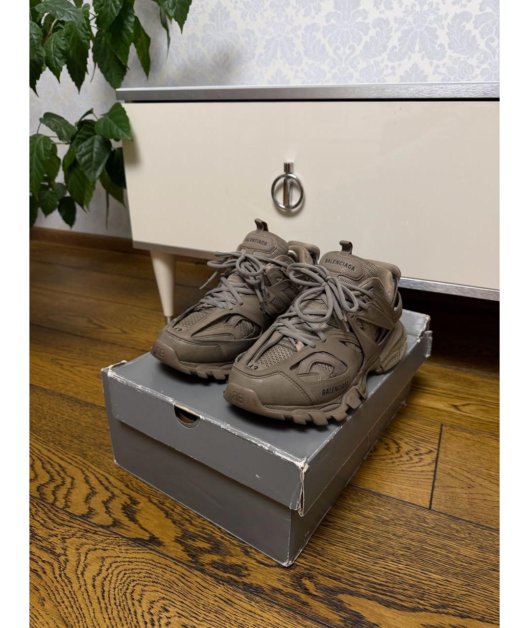 BALENCIAGA Коричневые кожаные низкие кроссовки / кеды, фото 9