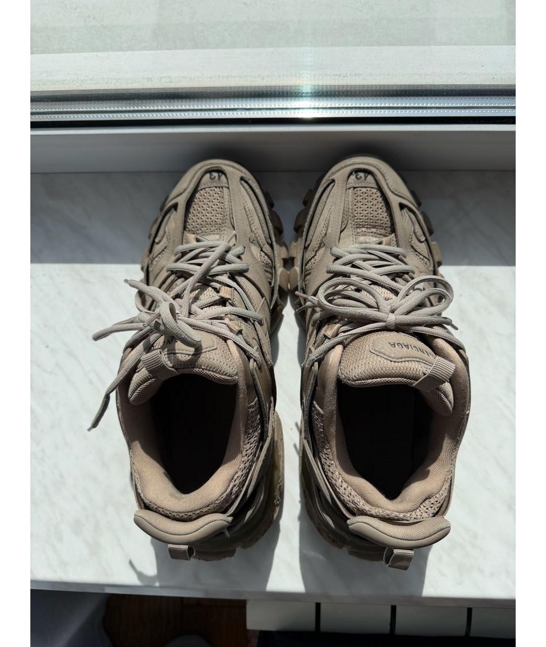 BALENCIAGA Коричневые кожаные низкие кроссовки / кеды, фото 3