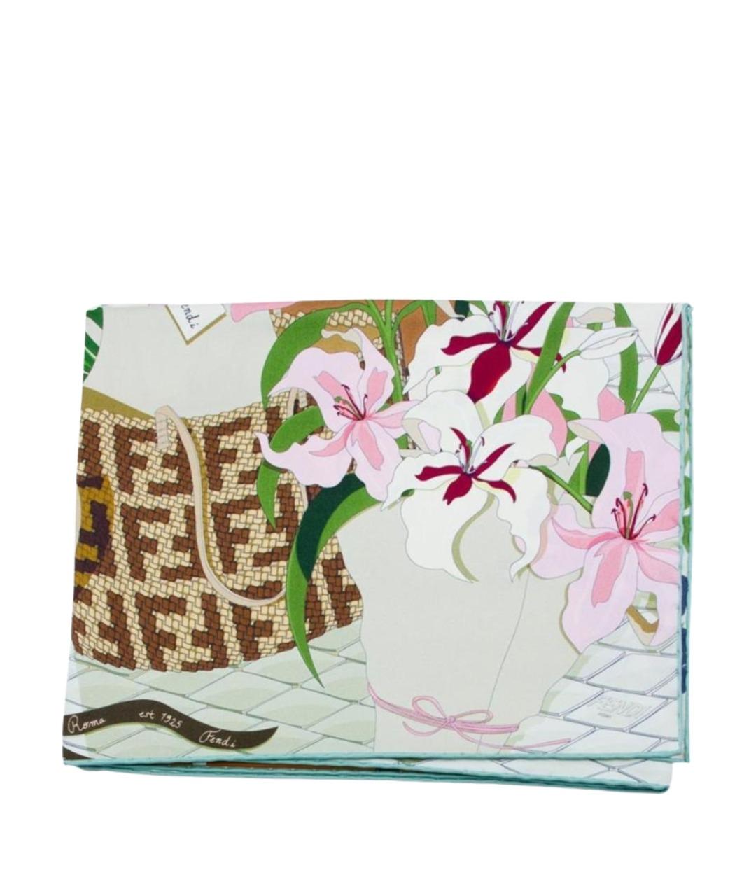 FENDI Зеленый шелковый шарф, фото 1