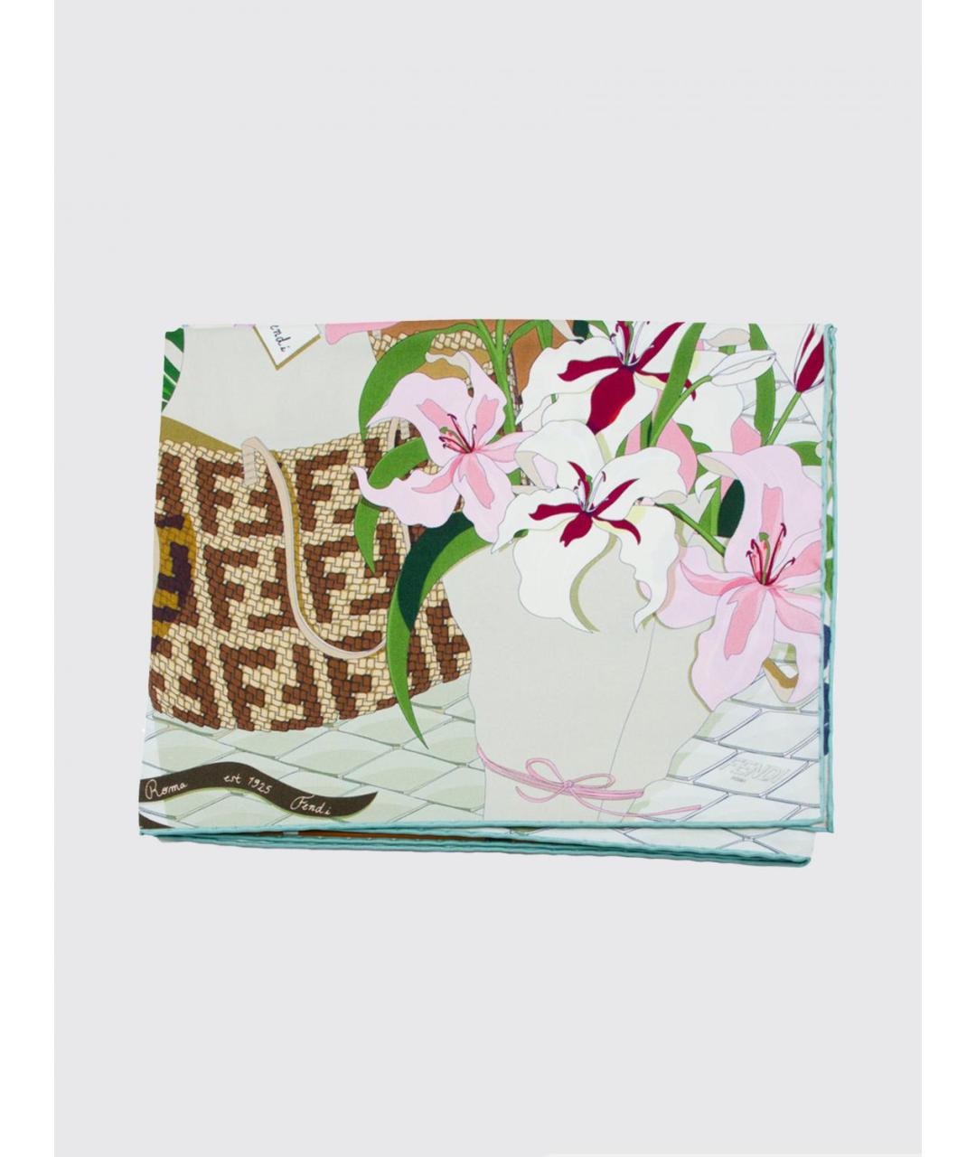 FENDI Зеленый шелковый шарф, фото 3