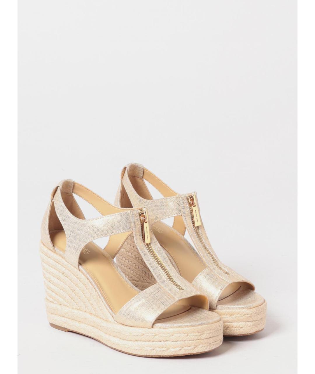 MICHAEL KORS Золотые текстильные босоножки, фото 2