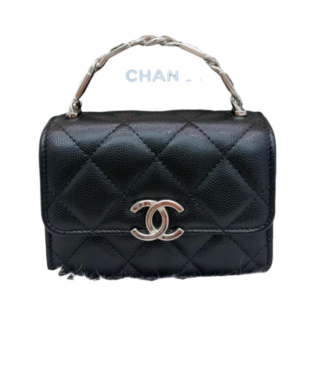 CHANEL Черная кожаная сумка с короткими ручками, фото 2