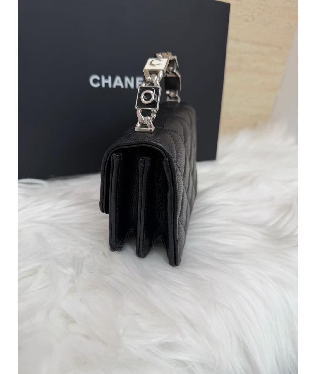 CHANEL Черная кожаная сумка с короткими ручками, фото 5