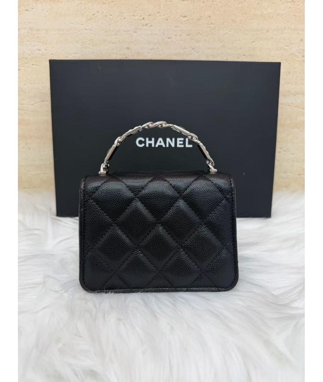 CHANEL Черная кожаная сумка с короткими ручками, фото 4